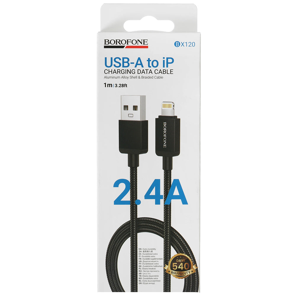 Câble de Données et de Charge USB-A - Lightning Borofone BX120 Placer, 18W, 1m, Noir