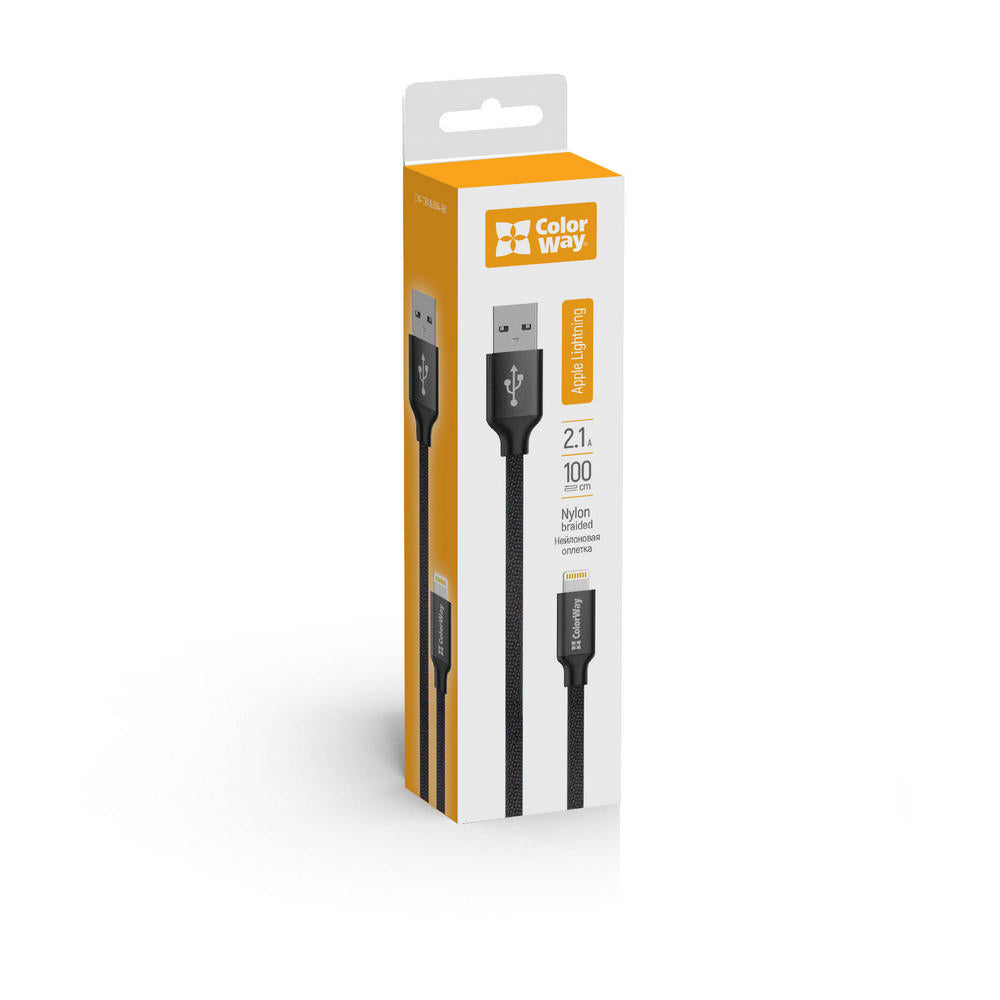 Câble de Données et de Charge USB-A - Lightning ColorWay CW-CBUL004, 18W, 1m, Noir
