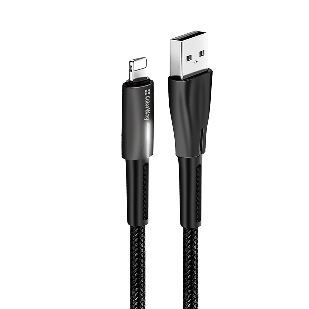 Câble de Données et de Charge USB-A - Lightning ColorWay CW-CBUL035, 18W, 1m, Noir