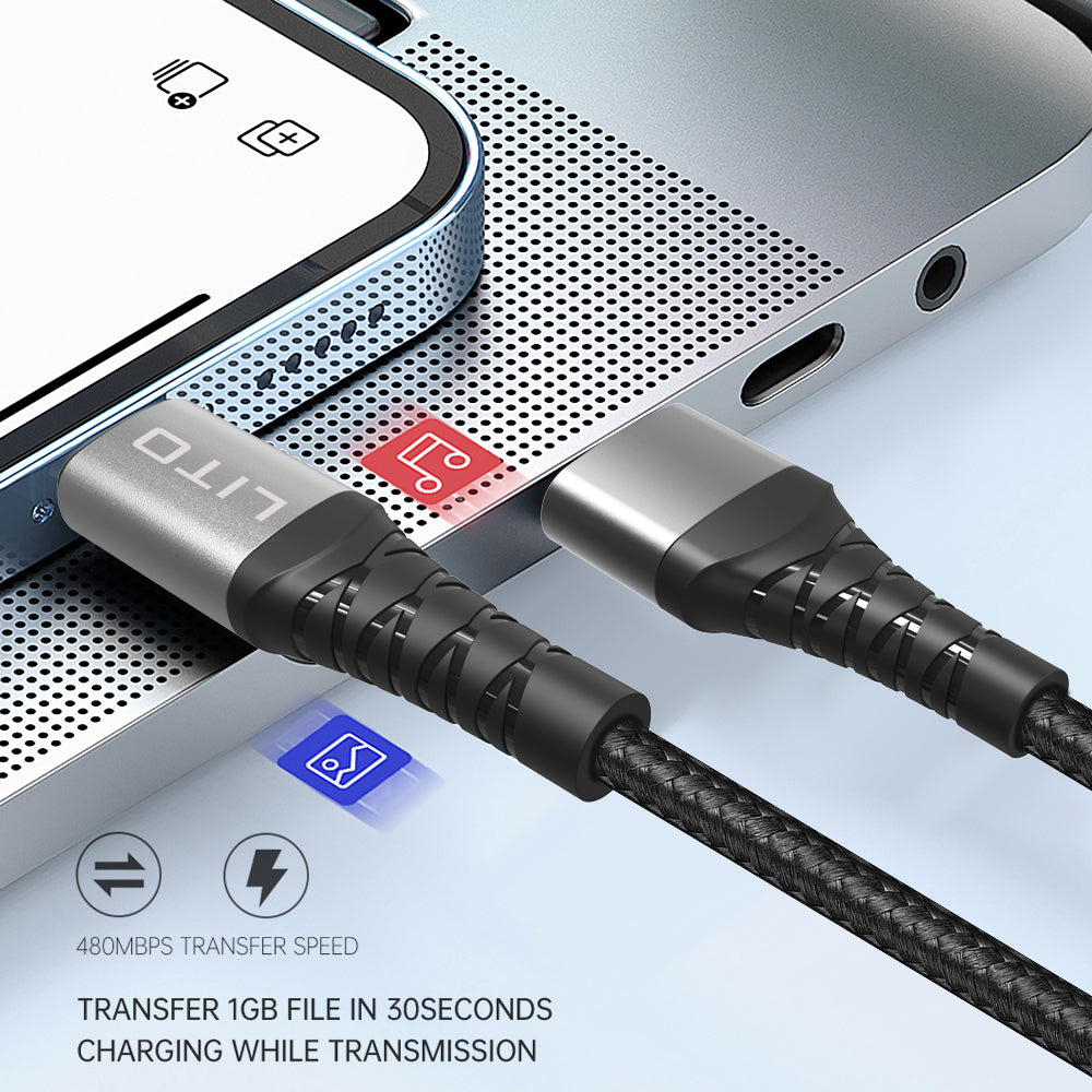 Daten- und Ladekabel USB-A - Lightning Lito LD22L, 18W, 2m, Schwarz