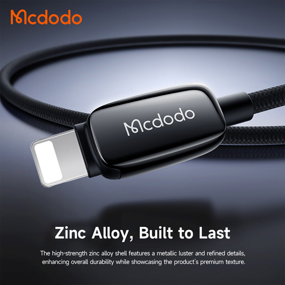 USB-A - Lightning McDodo CA-0010 Data- en Oplaadkabel, 18W, 1.2m, Zwart