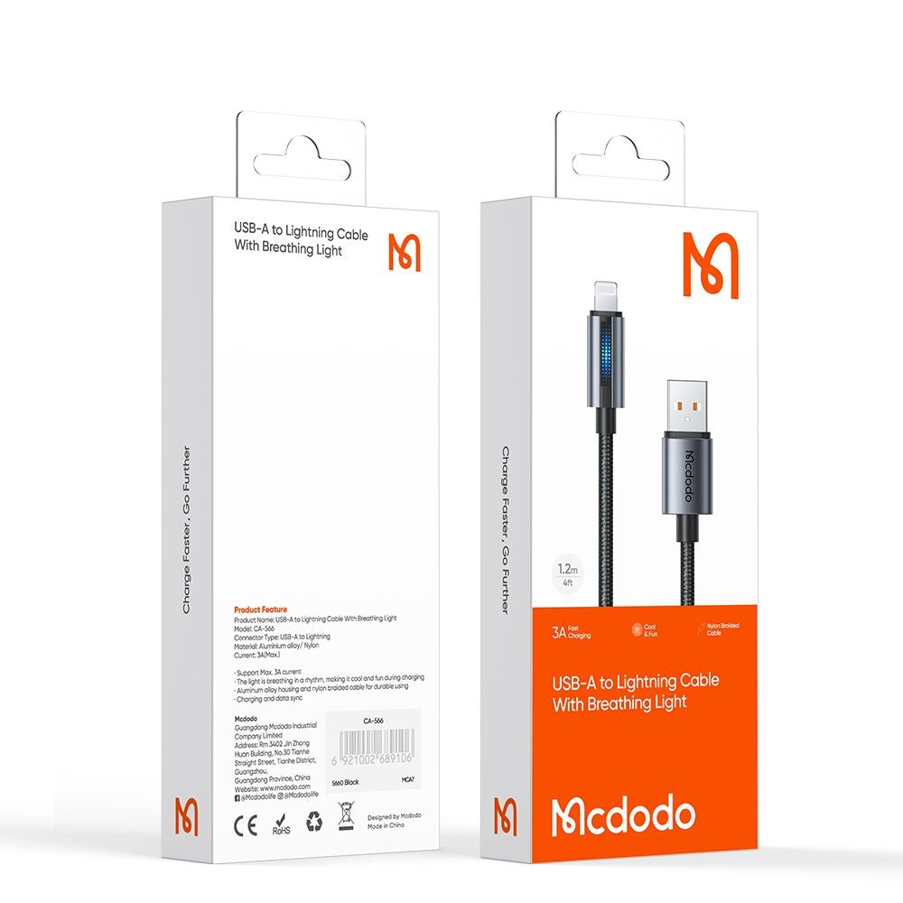 Data- en Oplaadkabel USB-A - Lightning McDodo CA-5660, 18W, 1.2m, Zwart