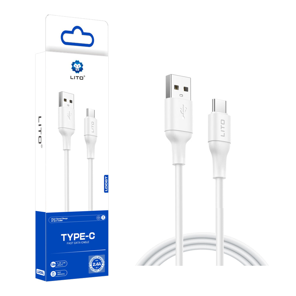 Daten- und Ladekabel USB-A - USB-C Lito LD06T, 18W, 1m, Weiß