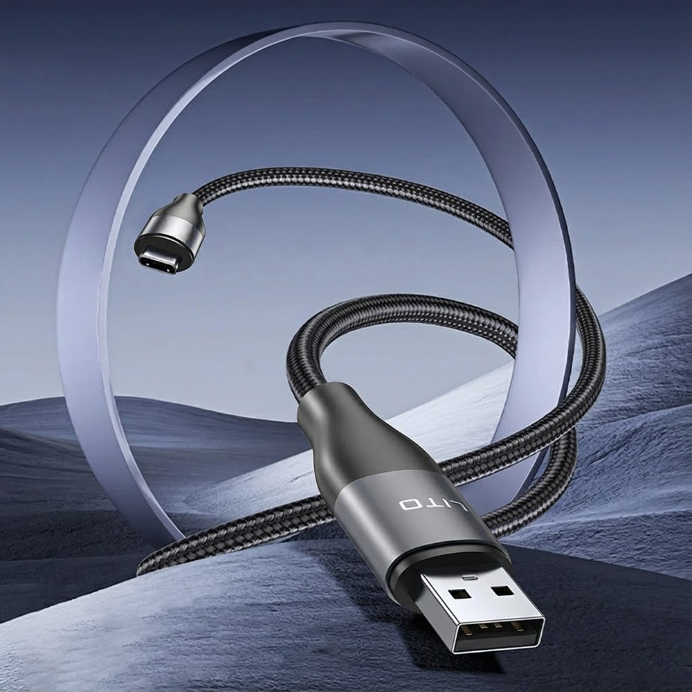 Data- en Oplaadkabel USB-A - USB-C Lito LD23T, 18W, 1m, Gri