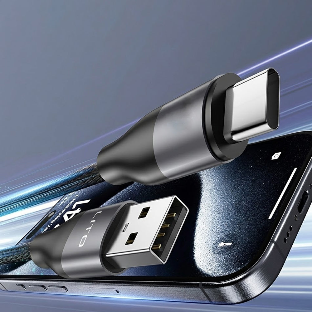 Data- en Oplaadkabel USB-A - USB-C Lito LD23T, 18W, 1m, Gri