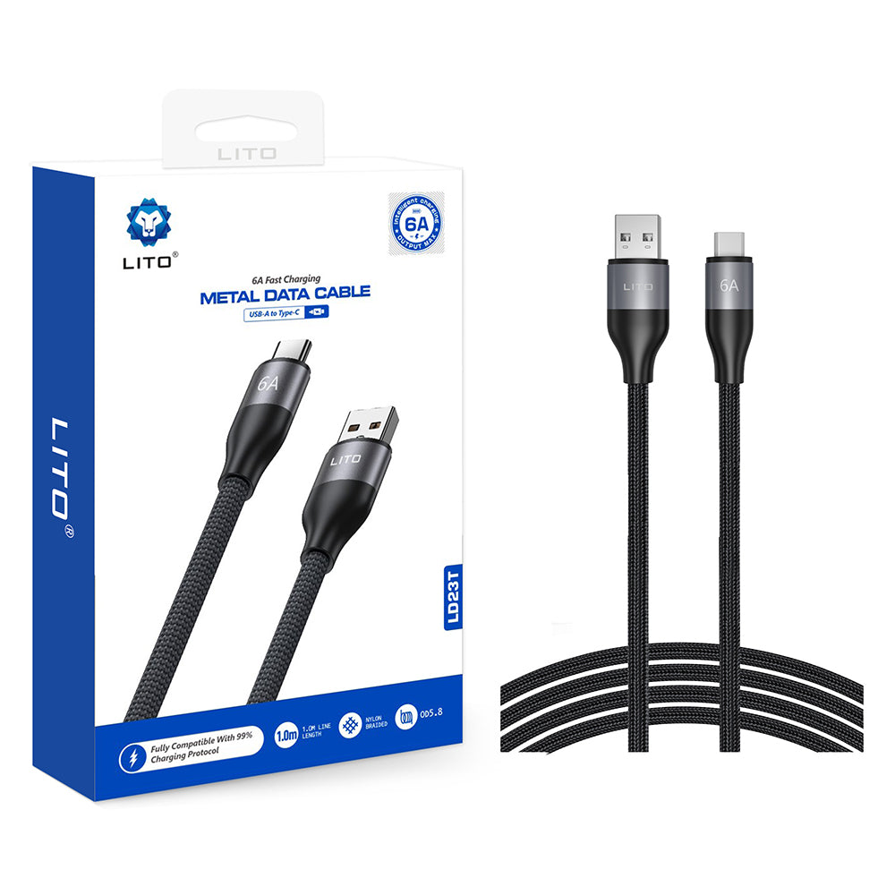 Data- en Oplaadkabel USB-A - USB-C Lito LD23T, 18W, 1m, Gri