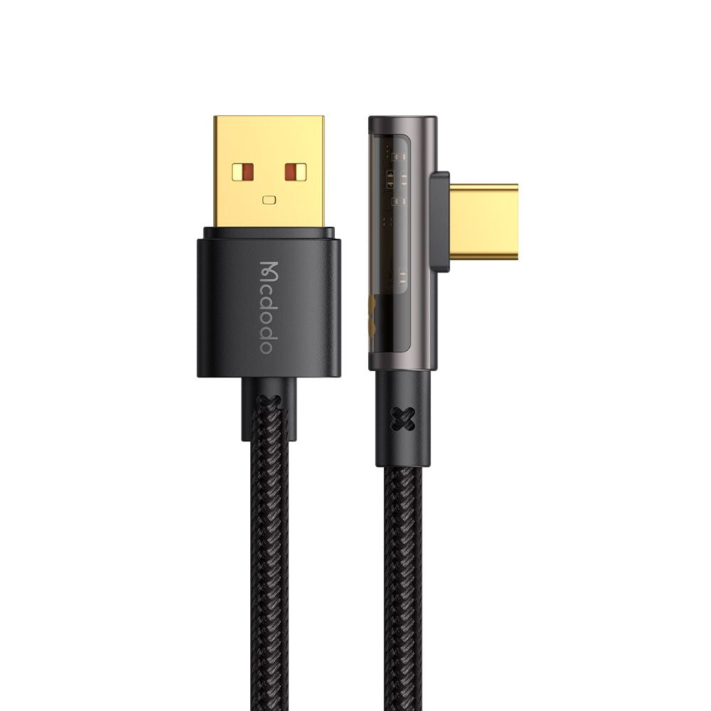 Data- en Oplaadkabel USB-A - USB-C McDodo CA-3380 Angled, 100W, 1.2m, Zwart