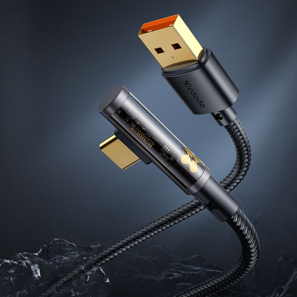 Data- en Oplaadkabel USB-A - USB-C McDodo CA-3380 Angled, 100W, 1.2m, Zwart