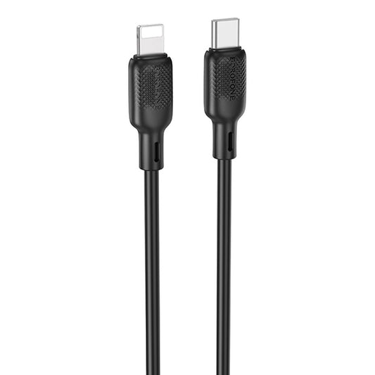 USB-C - Lightning Data- en Oplaadkabel Borofone BX113 Lenny, 27W, 2m, Zwart
