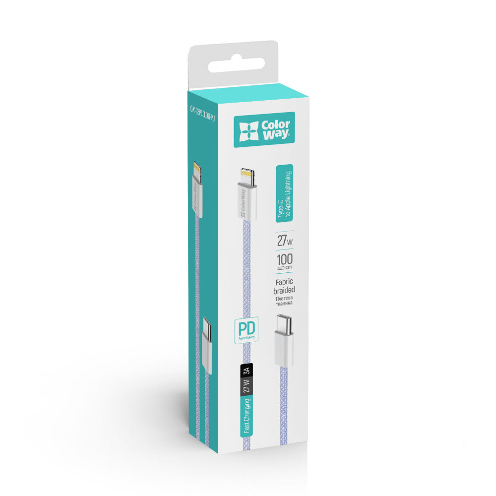USB-C - Lightning Daten- und Ladekabel ColorWay CW-CBPDCL061, 27W, 1m, Lila