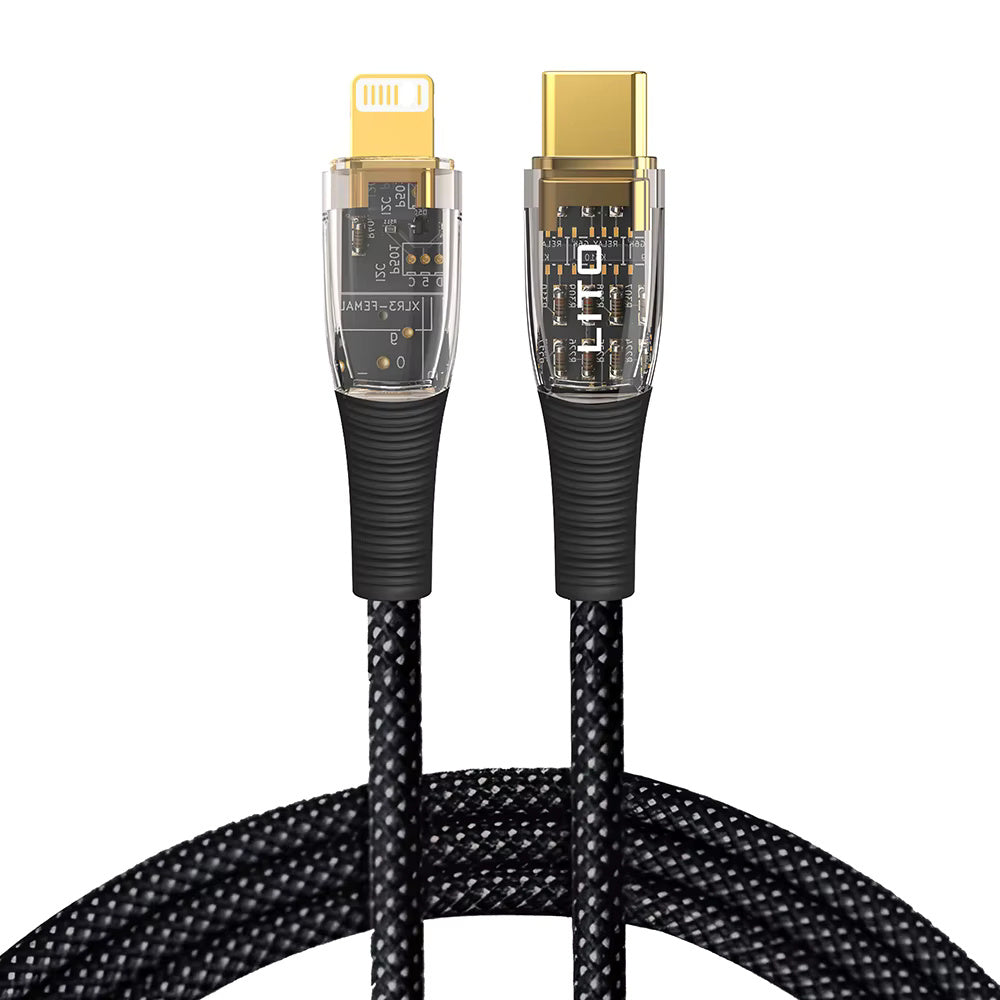 Câble de Données et de Charge USB-C - Lightning Lito LD01, 27W, 1.2m, Noir
