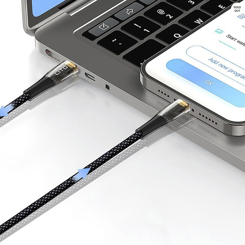 Câble de Données et de Charge USB-C - Lightning Lito LD01, 27W, 1.2m, Noir