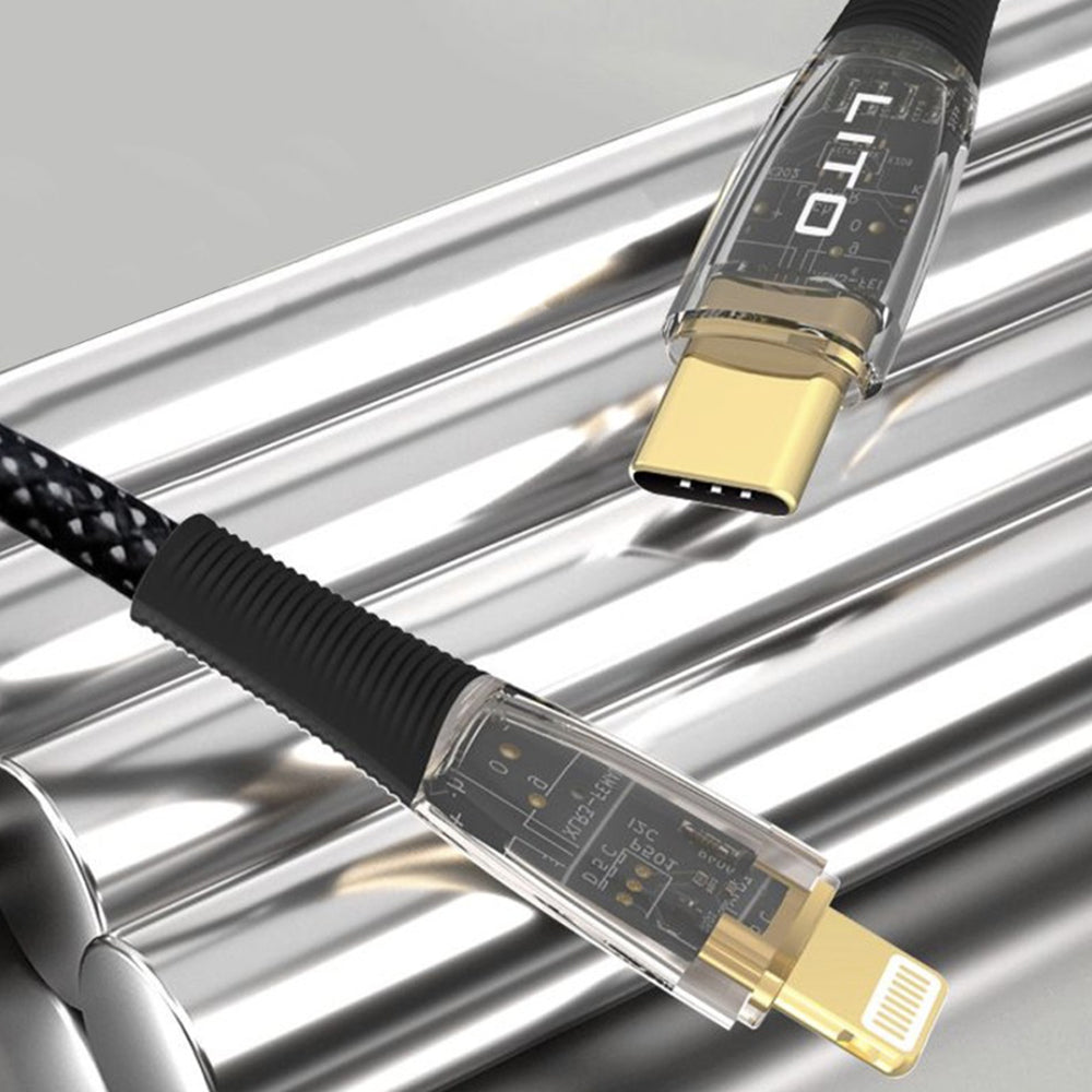 Câble de Données et de Charge USB-C - Lightning Lito LD01, 27W, 1.2m, Noir