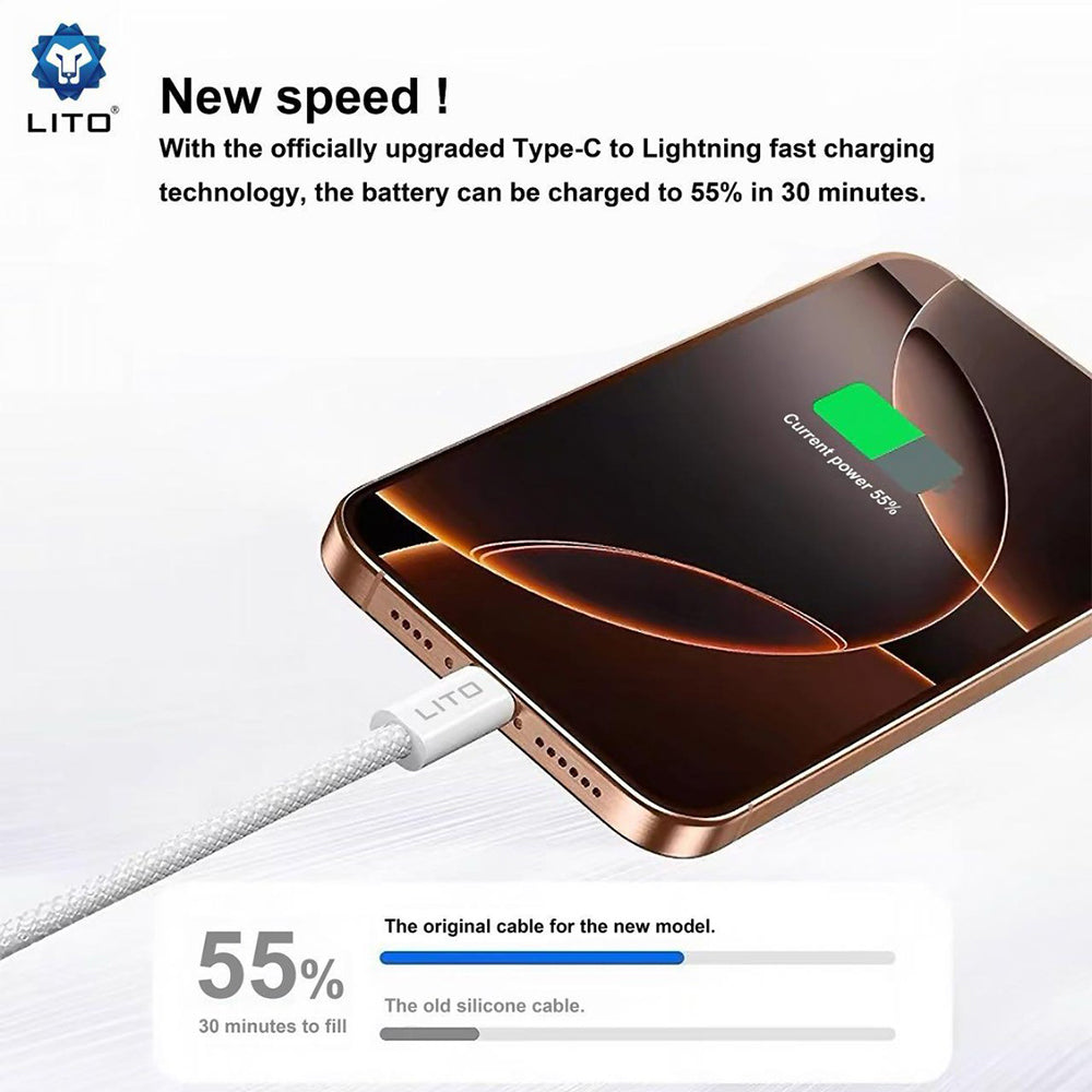 USB-C - Lightning Lade- und Datenkabel Lito LD04CL, 27W, 1m, Weiß