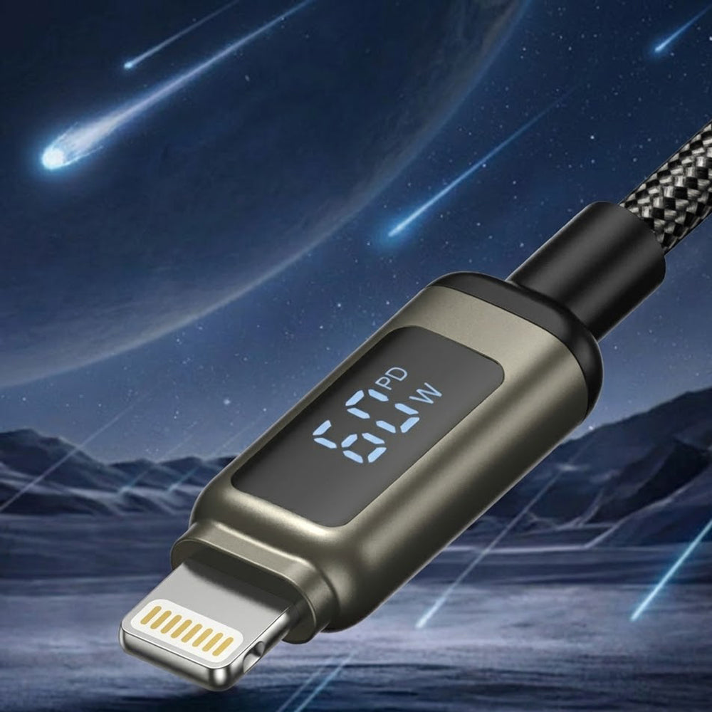 Daten- und Ladekabel USB-C - Lightning Lito LD15 Display, 27W, 1m, Schwarz