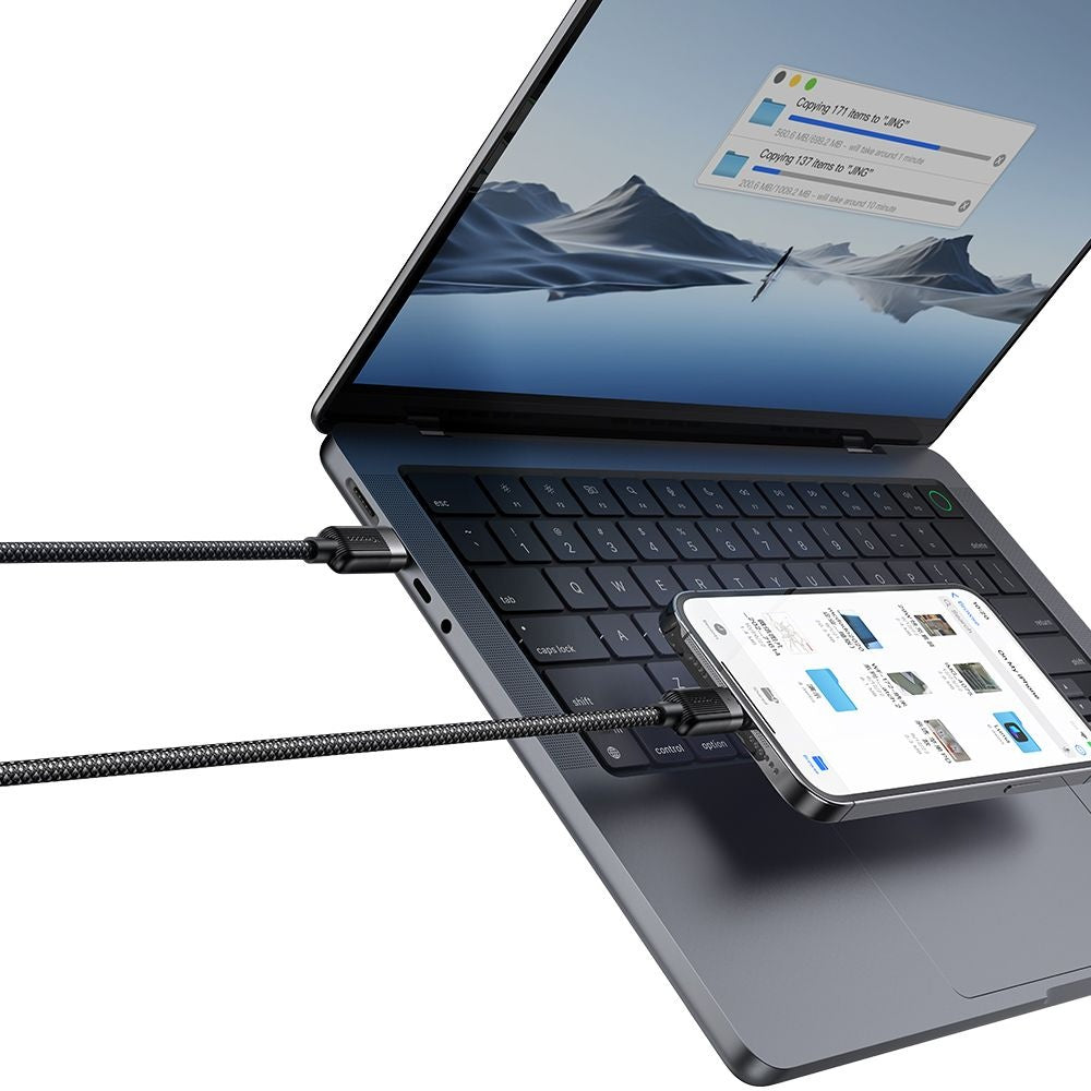 USB-C - Lightning McDodo CA-2010 Zelfoprollend Data- en Oplaadkabel, 36W, 1.2m, Zwart