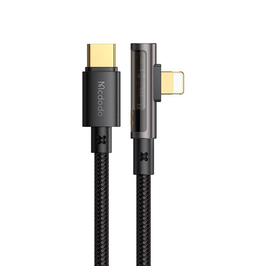 Data- en Oplaadkabel USB-C - Lightning McDodo CA-3390 Angled, 36W, 1.2m, Zwart