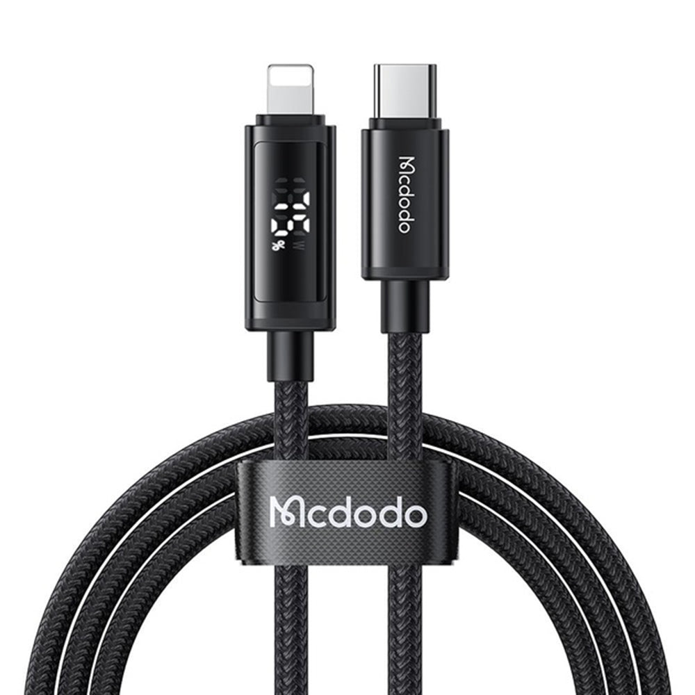 Câble de Données et de Charge USB-C - Lightning McDodo CA-7990 Display, 36W, 1.2m, Noir