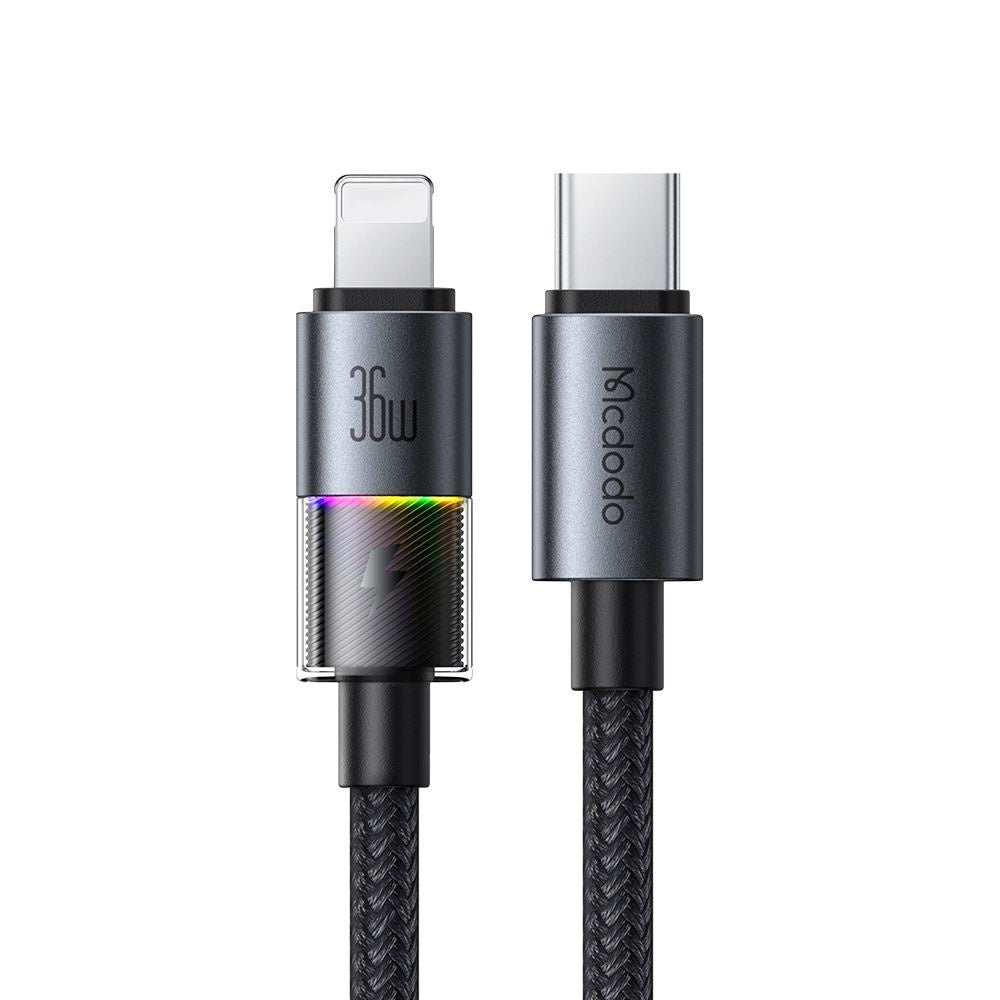 Câble de Données et de Charge USB-C - Lightning McDodo CA-8190 Colorful, 36W, 1.2m, Noir