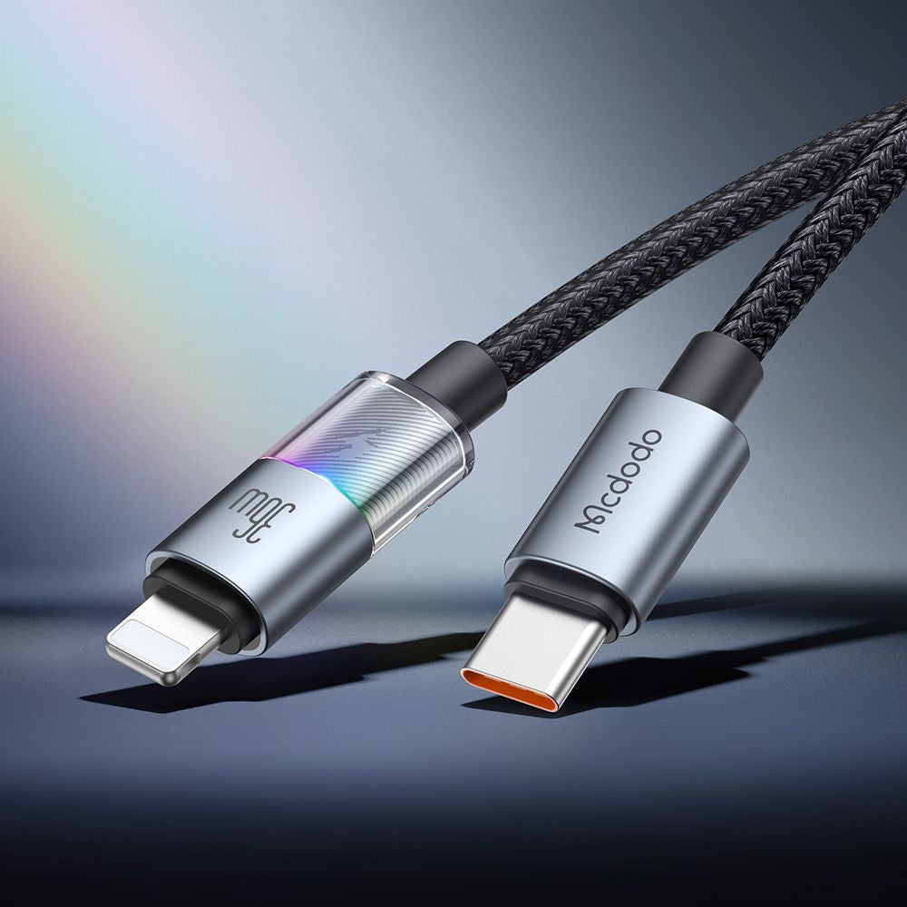 Câble de Données et de Charge USB-C - Lightning McDodo CA-8190 Colorful, 36W, 1.2m, Noir