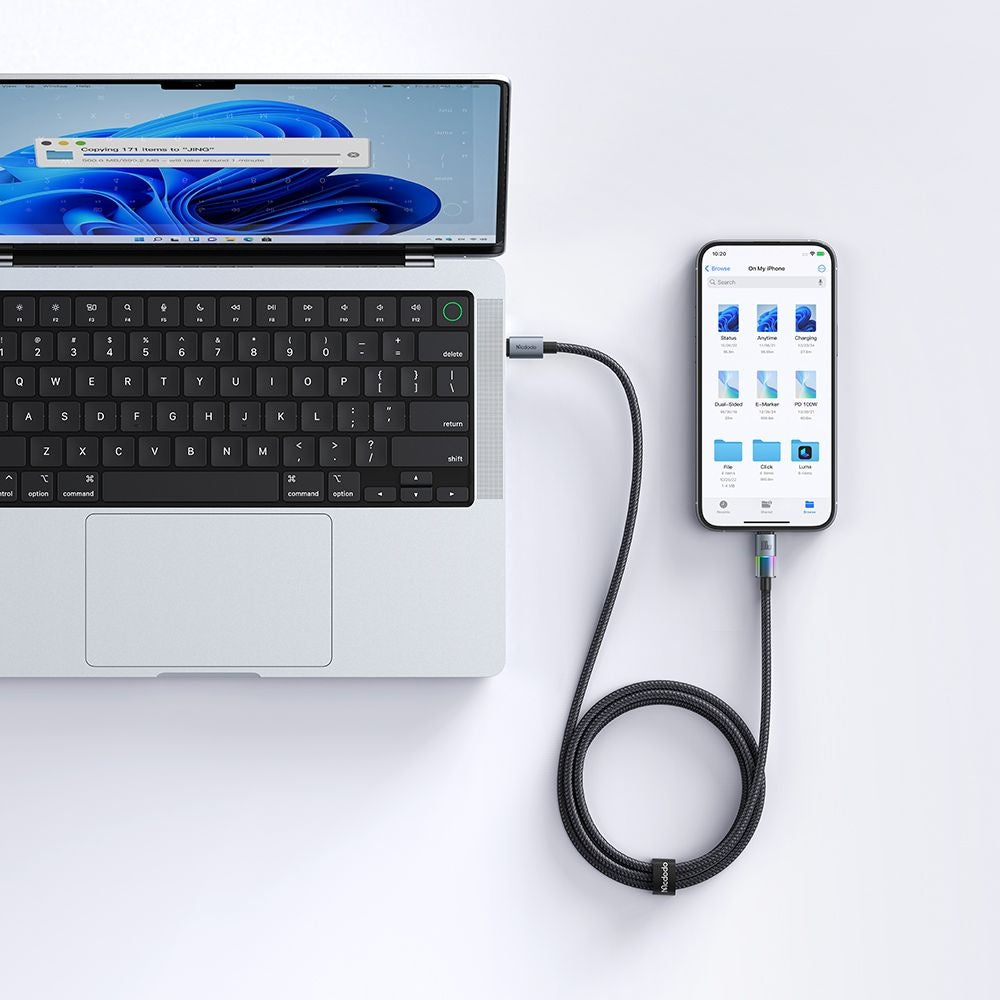 Câble de Données et de Charge USB-C - Lightning McDodo CA-8190 Colorful, 36W, 1.2m, Noir