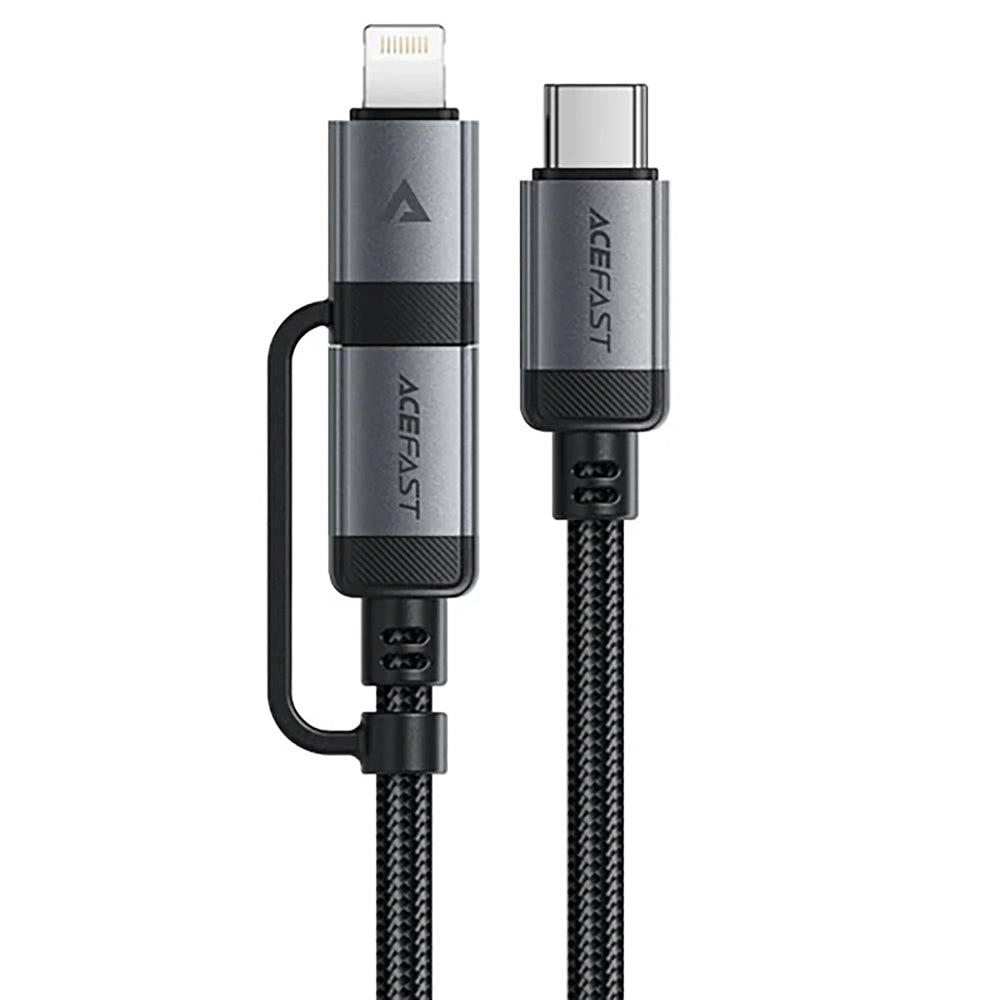 USB-C - Lightning / USB-C Acefast C20-01 Data- en Oplaadkabel, 60W, 1.2m, Zwart