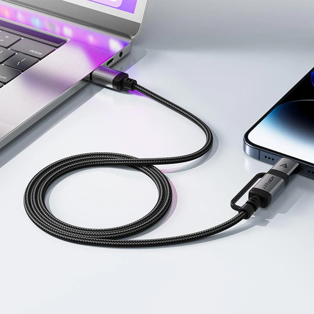 USB-C - Lightning / USB-C Acefast C20-01 Data- en Oplaadkabel, 60W, 1.2m, Zwart