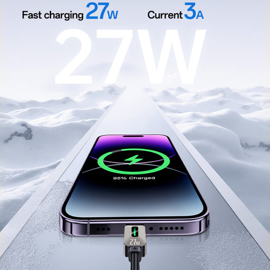 USB-C - Lightning Gegevens- en Oplaadkabel Yesido CA199, 27W, 1,2m, Zwart