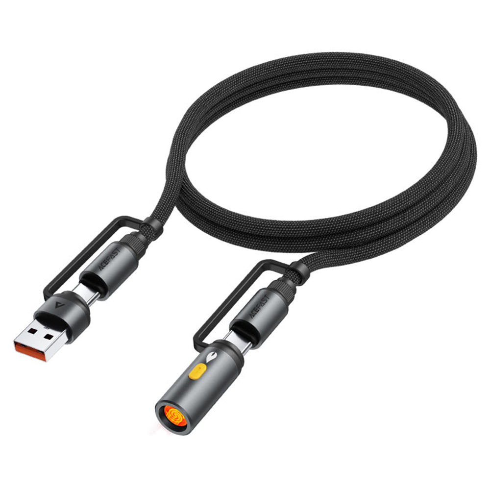 Câble de Données et de Charge USB-C / USB-A - USB-C / Briquet Électrique Acefast J6, 60W, 1.2m, Noir