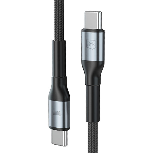 USB-C Data- en Oplaadkabel - USB-C 3MK Hyper N, 100W, 3m, Zwart