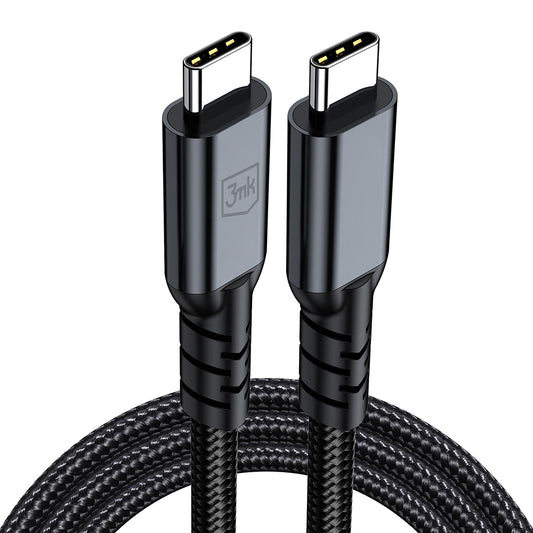 USB-C Data- en Oplaadkabel - USB-C 3MK Hyper N Thunderbolt 4, 240W, 2m, Zwart