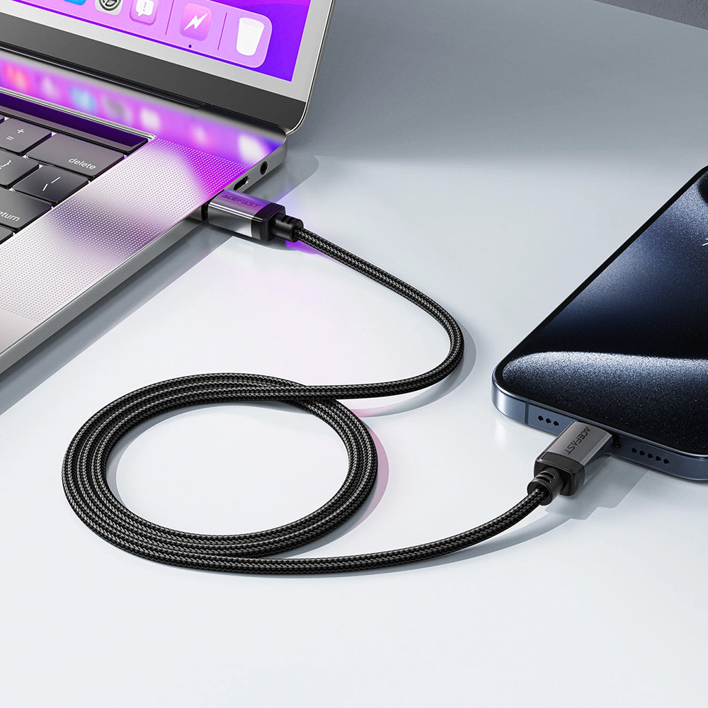 Câble de données et de charge USB-C - USB-C Acefast C20-03, 60W, 1.2m, Noir