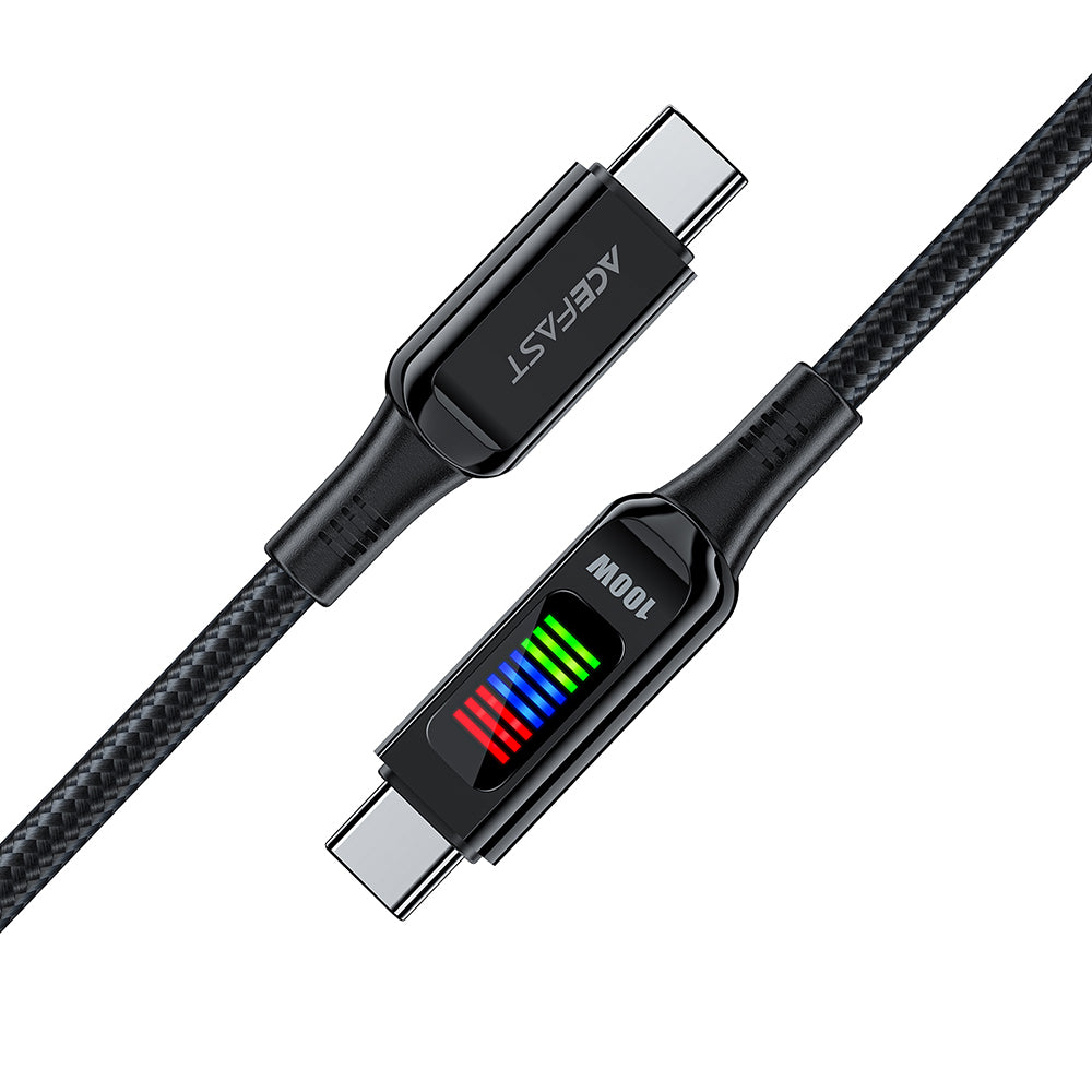 USB-C Data- en Oplaadkabel - USB-C Acefast C7-03, 100W, 1.2m, Zwart