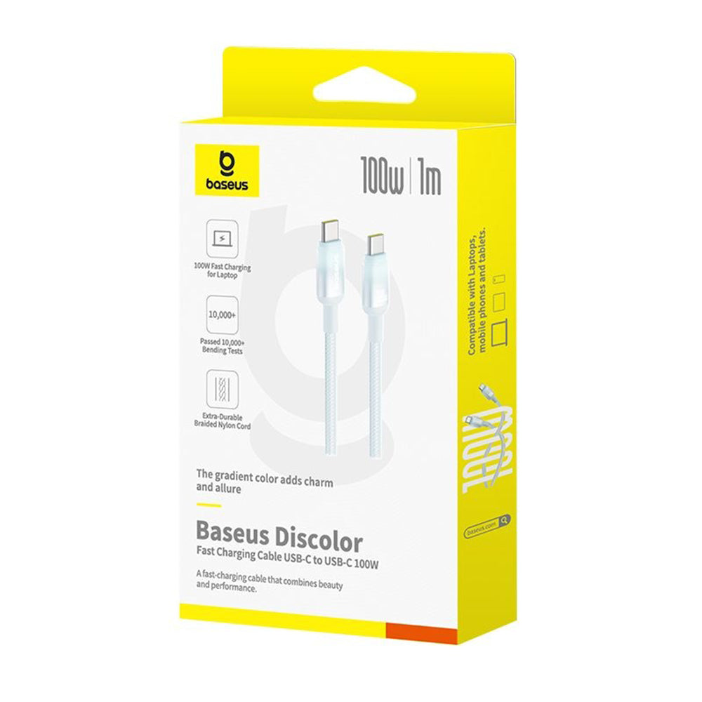 USB-C Data en Oplaadkabel - USB-C Baseus Discolor, 100W, 2m, Blauw Groen E0420703