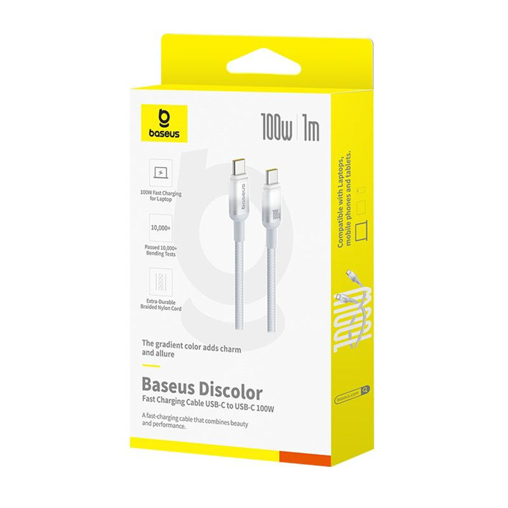 USB-C Data- en Oplaadkabel - USB-C Baseus Discolor, 100W, 2m, Zilver E0420800
