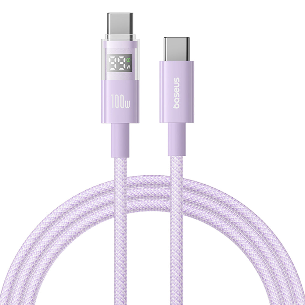 Data- en Oplaadkabel USB-C - USB-C Baseus Display 2, 100W, 2m, Paars P10382702511-01