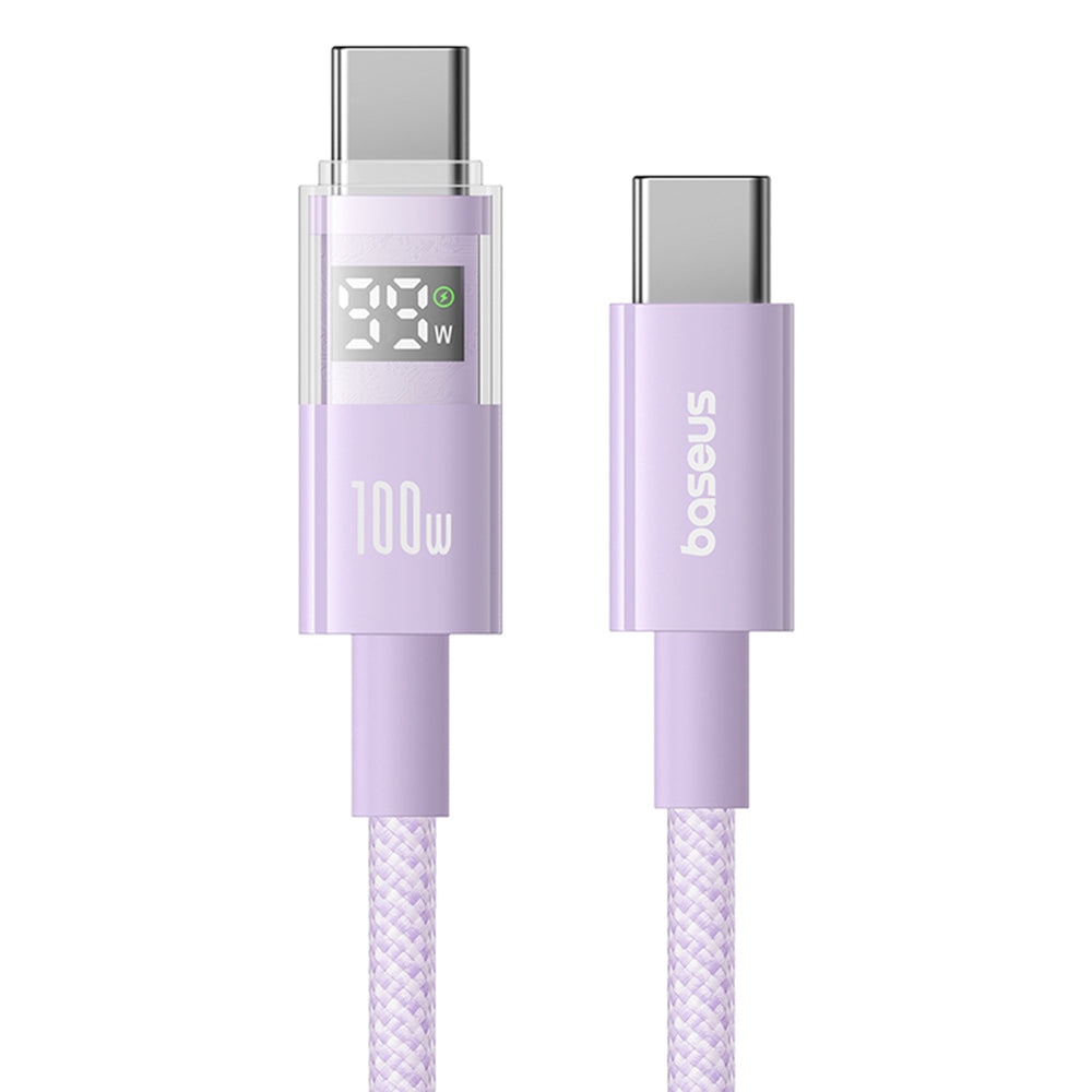 Data- en Oplaadkabel USB-C - USB-C Baseus Display 2, 100W, 2m, Paars P10382702511-01