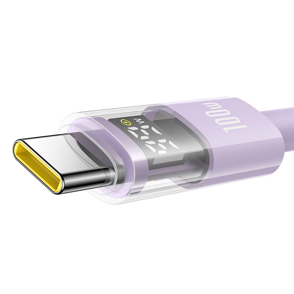 Data- en Oplaadkabel USB-C - USB-C Baseus Display 2, 100W, 2m, Paars P10382702511-01