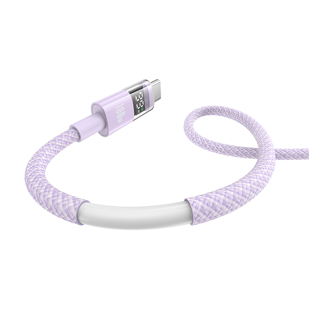 Data- en Oplaadkabel USB-C - USB-C Baseus Display 2, 100W, 2m, Paars P10382702511-01