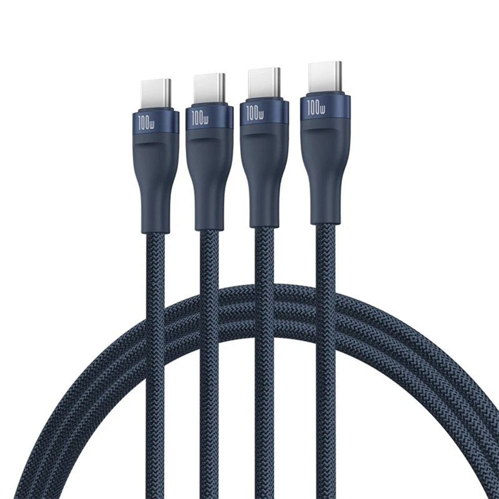 USB-C Oplaadkabel - 3 x USB-C Baseus Flash Series III 3in1, 100W, 1.5m, Blauw P10377503321-00