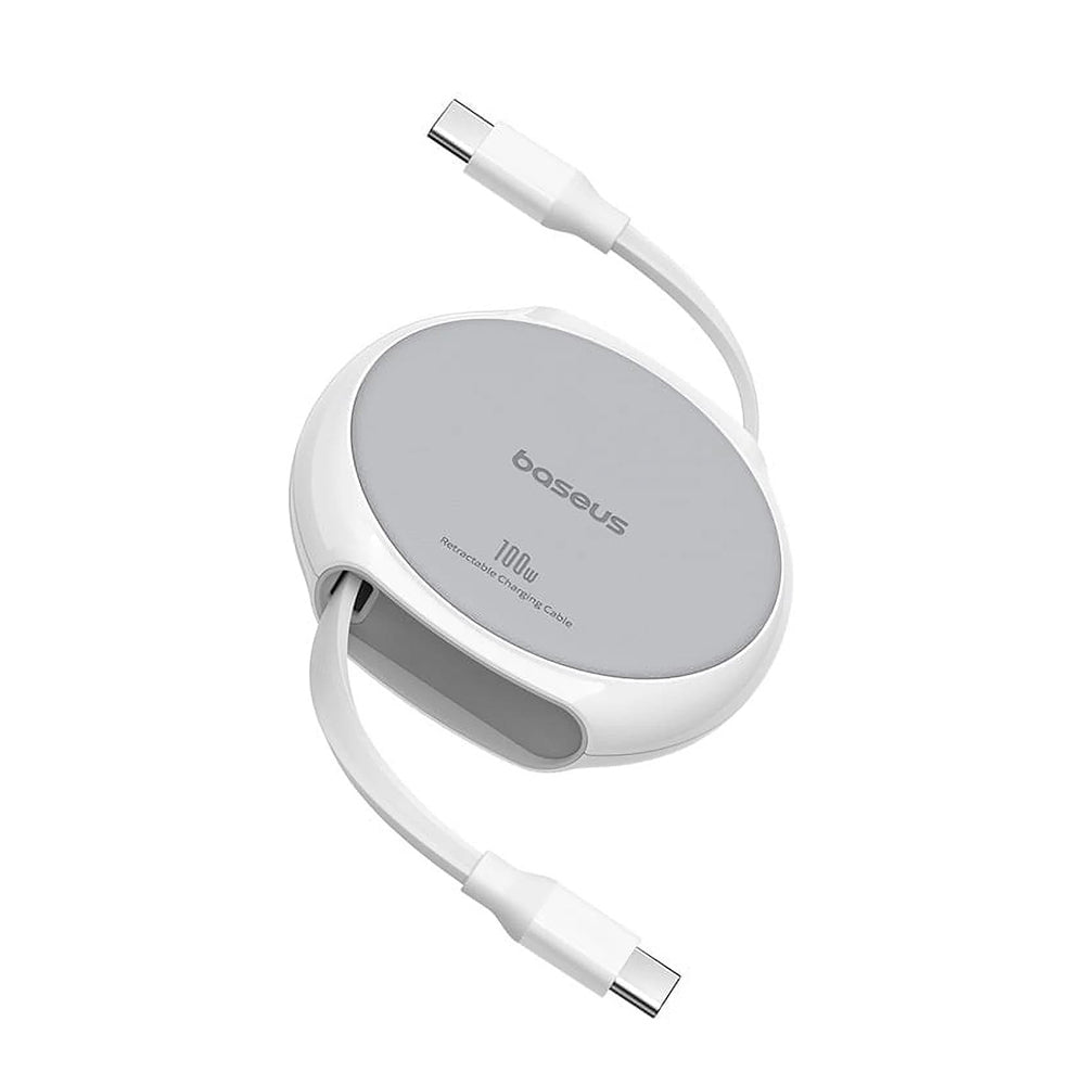 Câble de Données et de Charge USB-C - USB-C Baseus Pathfinder Rétractable, 100W, 1m, Blanc P10368400211-00