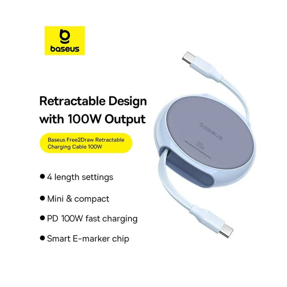 USB-C Daten- und Ladekabel - USB-C Baseus Pathfinder Retractable, 100W, 1m, Blau P10368400311-00