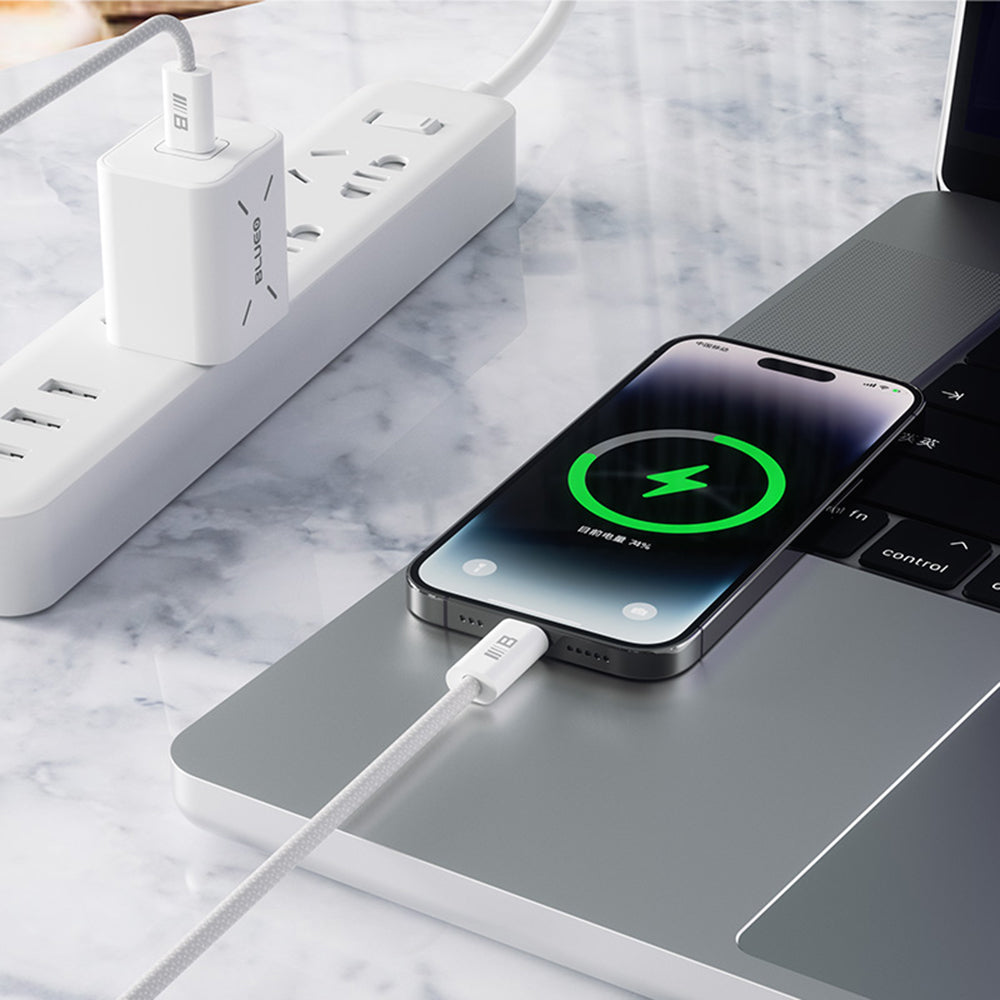 Data- en Oplaadkabel USB-C - USB-C Blueo, 100W, 1.2m, Wit