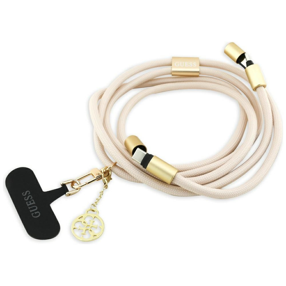 USB-C - USB-C Data- en Oplaadkabel Guess CBDY 4G Charm, 100W, 1.5m, Beige