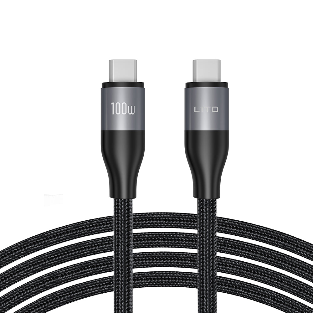 USB-C Data- en Oplaadkabel - USB-C Lito LD25CC, 100W, 2m, Gri