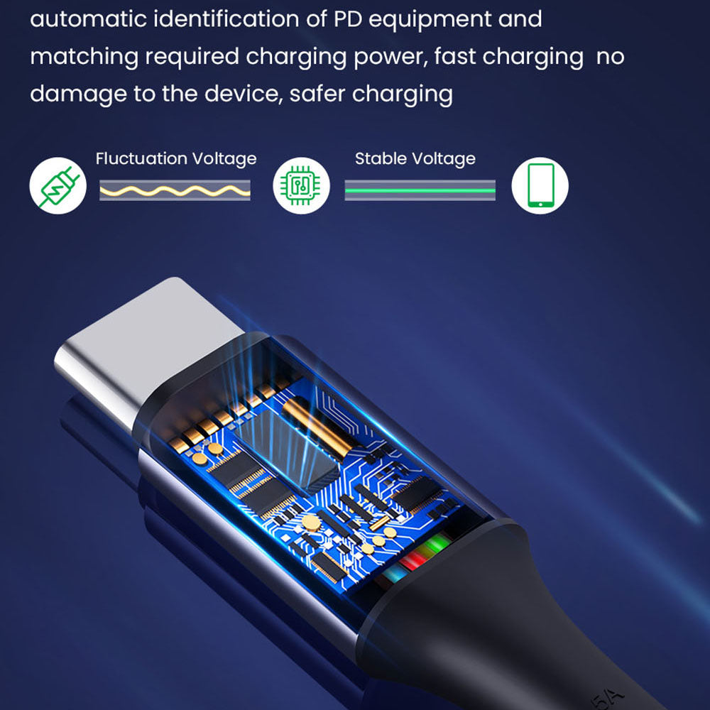 Câble de Données et de Charge USB-C - USB-C Techsuit PCB018, 100W, 1m, Noir