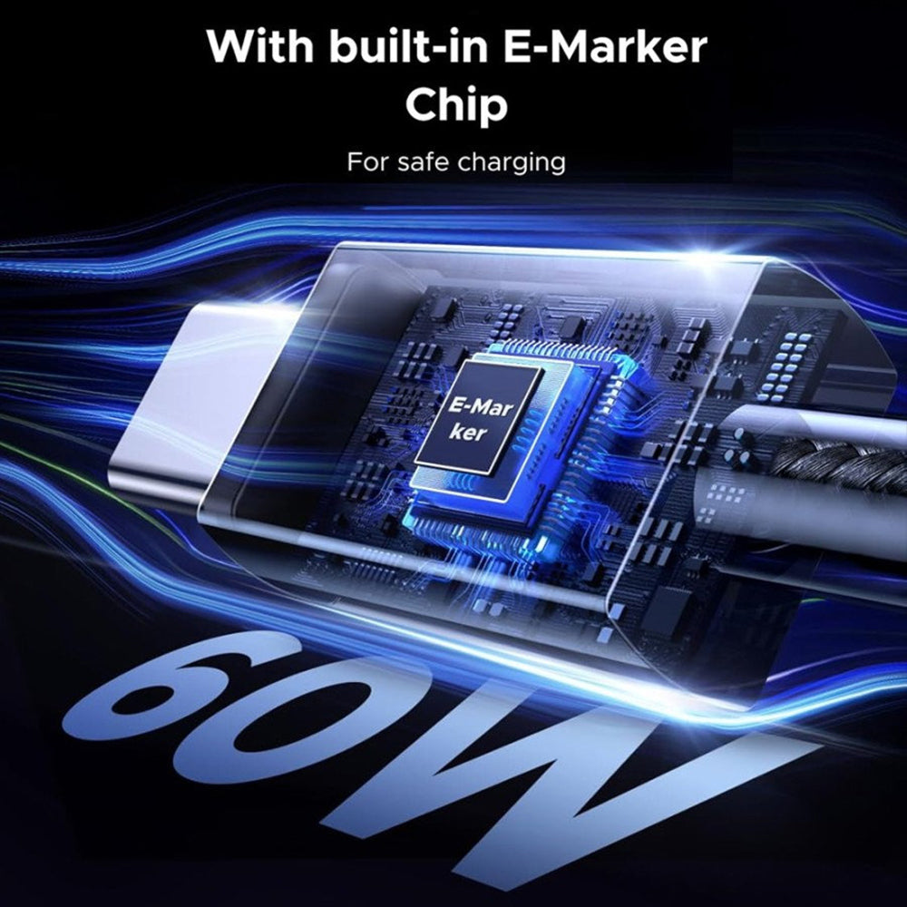 USB-C Data- en Oplaadkabel - USB-C UGREEN L524, 60W, 1m, Gri