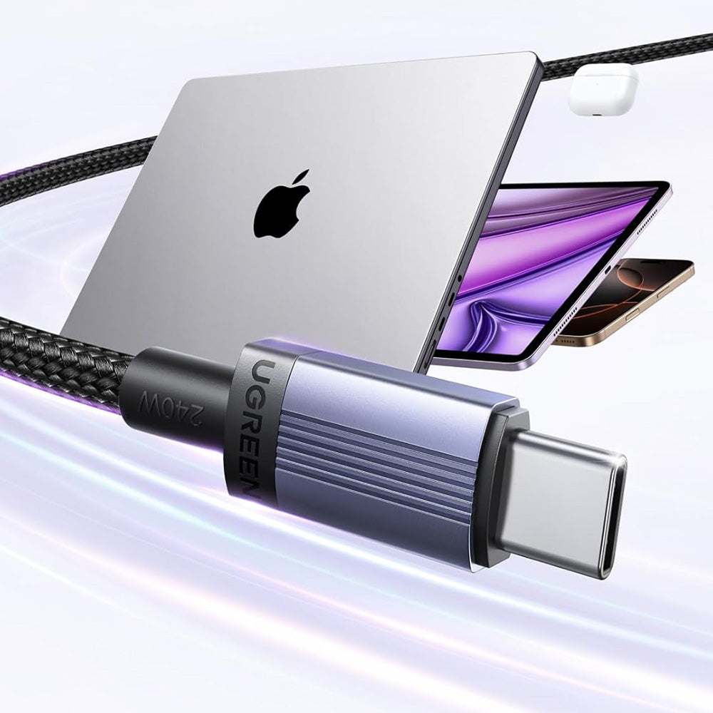 Câble de Données et de Charge USB-C - USB-C UGREEN L532, 240W, 0.5m, Gris