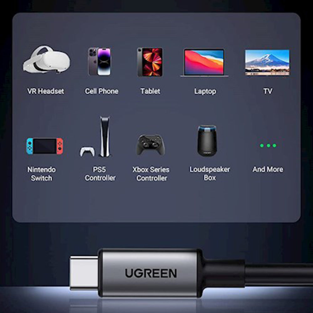 USB-C Data- en Oplaadkabel - USB-C UGREEN US551 (90629) Gehoekt, 60W, 5m, Zwart