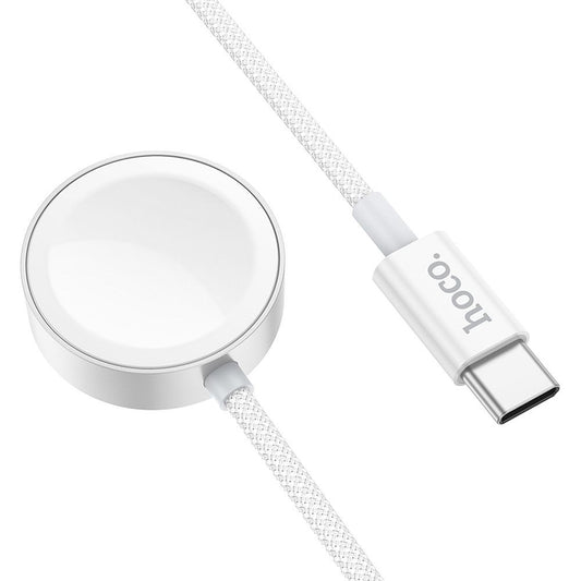 Draadloze Oplader HOCO CW59 voor Apple Watch / Samsung Galaxy Watch Series, USB-C, Wit